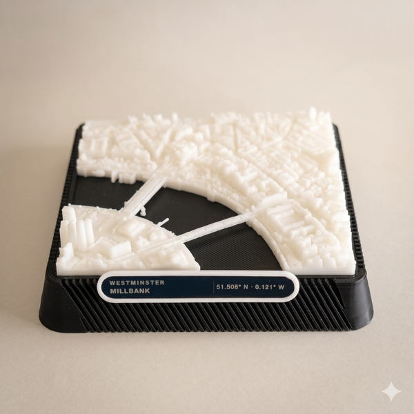 Westminster Millbank (TQ3080) 3D Model · 9cm Architectural City Sculpture · Topographic London · Made in Sheffield · Cityform