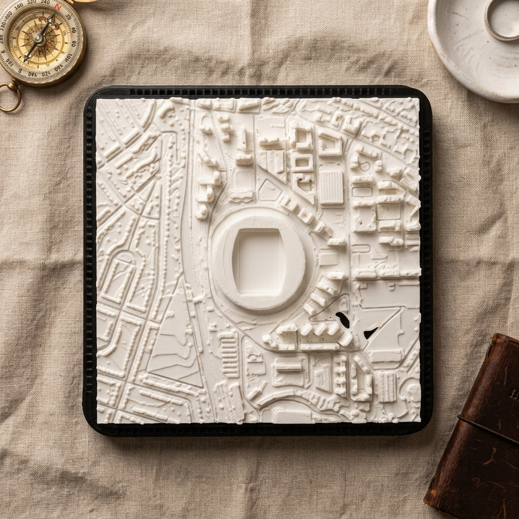 London Wembley 3D printed city map · 9×9cm relief model · 51.556° N · 0.280° W