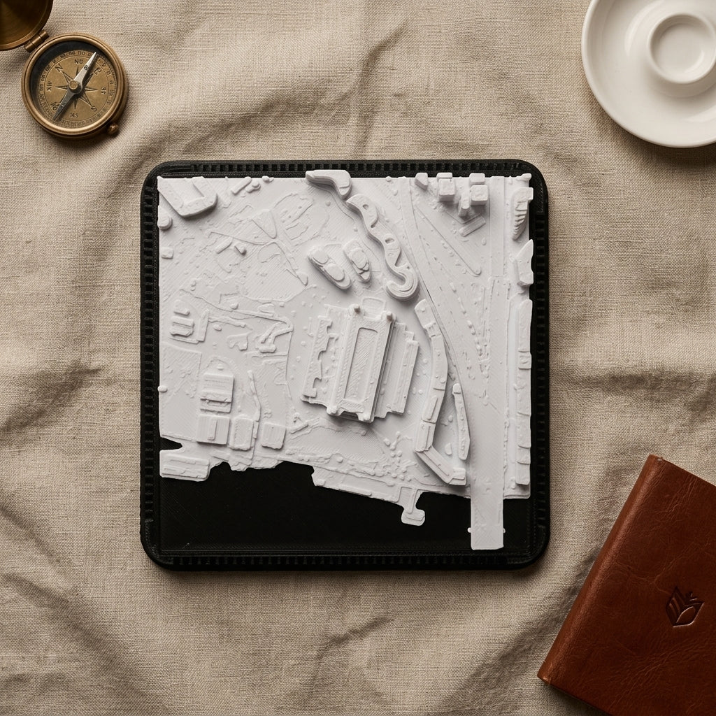 London Battersea 3D printed city map · 9×9cm relief model · 51.471° N · 0.172° W