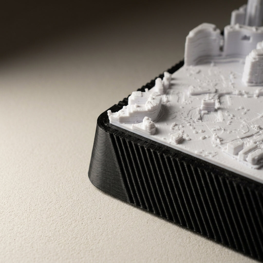 London Battersea 3D printed city map · 9×9cm relief model · 51.471° N · 0.172° W