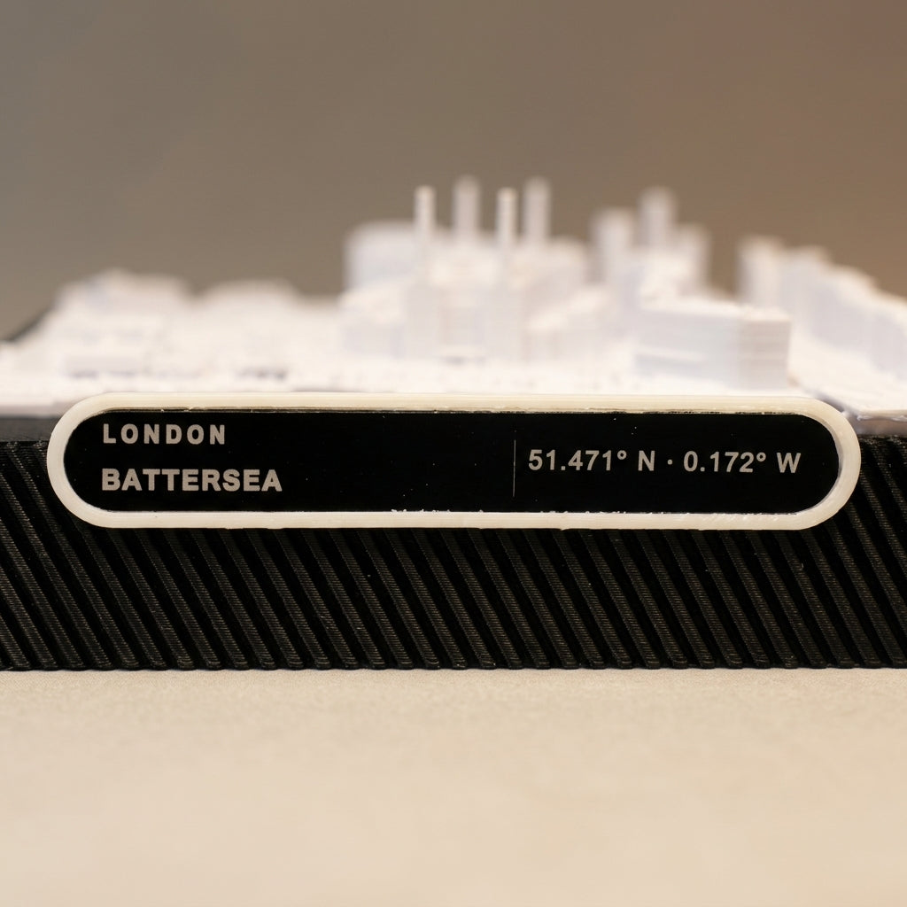 London Battersea 3D printed city map · 9×9cm relief model · 51.471° N · 0.172° W