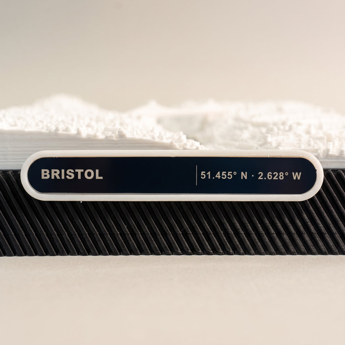 Bristol Clifton 3D printed city map · 9×9cm relief model · 51.455° N · 2.628° W