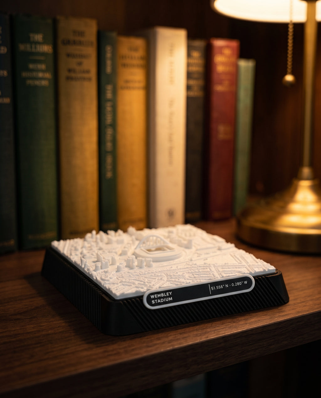 London Wembley 3D printed city map · 9×9cm relief model · 51.556° N · 0.280° W