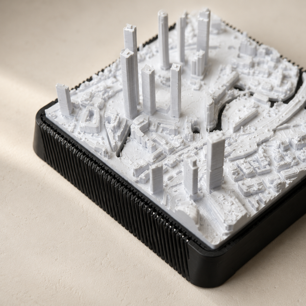 Manchester Deansgate 3D Printed City Map — 9×9cm Relief Model