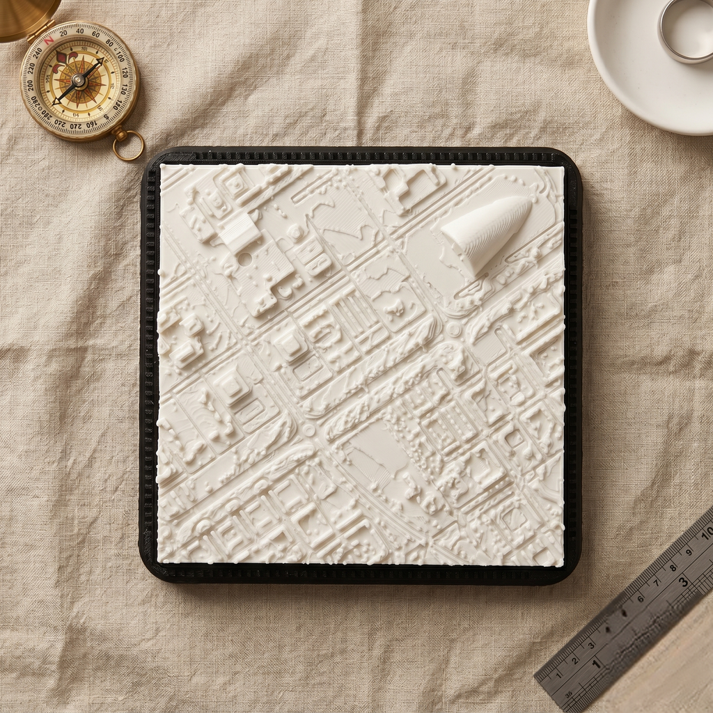 Milton Keynes Central Milton Keynes 3D printed city map showing Modernist New Town Grid · 9×9cm relief model