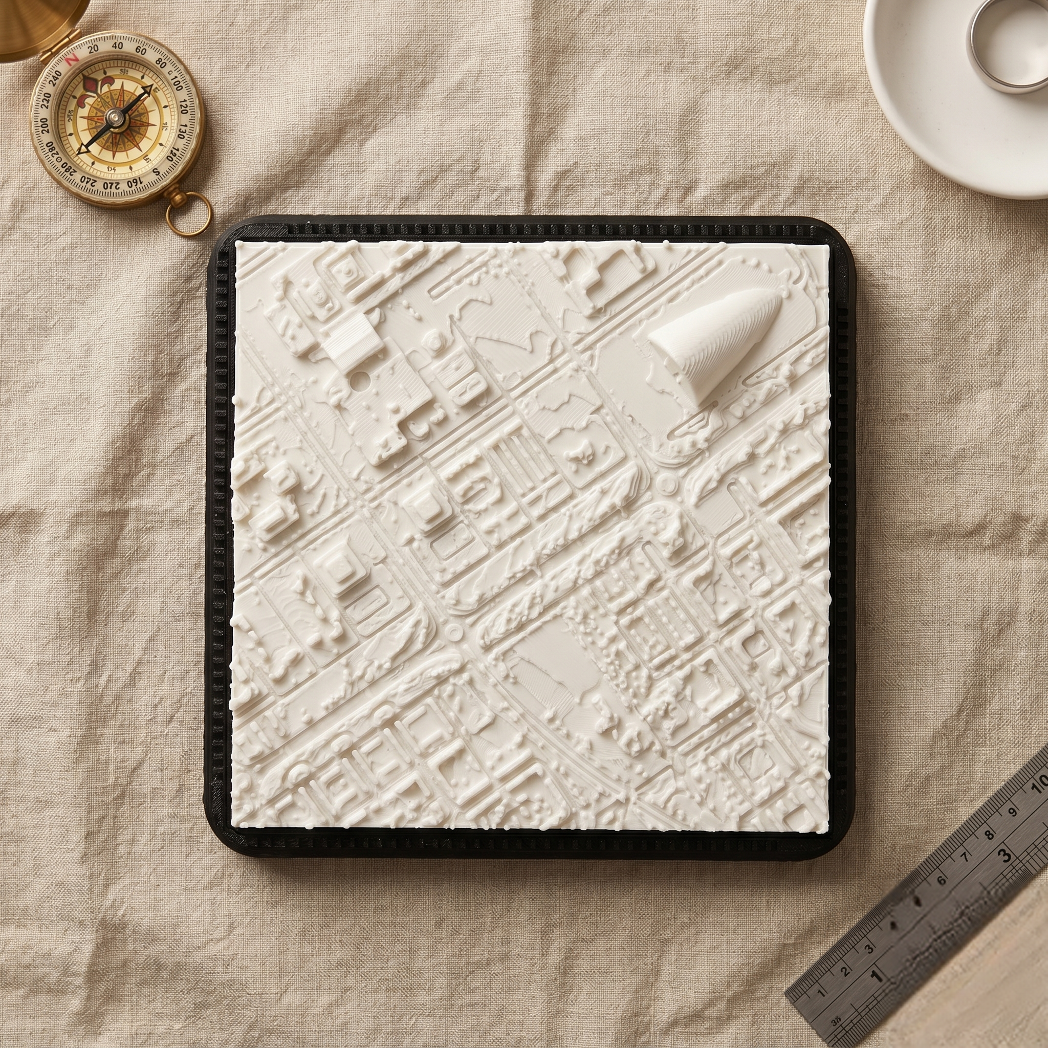 Milton Keynes Central Milton Keynes 3D printed city map showing Modernist New Town Grid · 9×9cm relief model