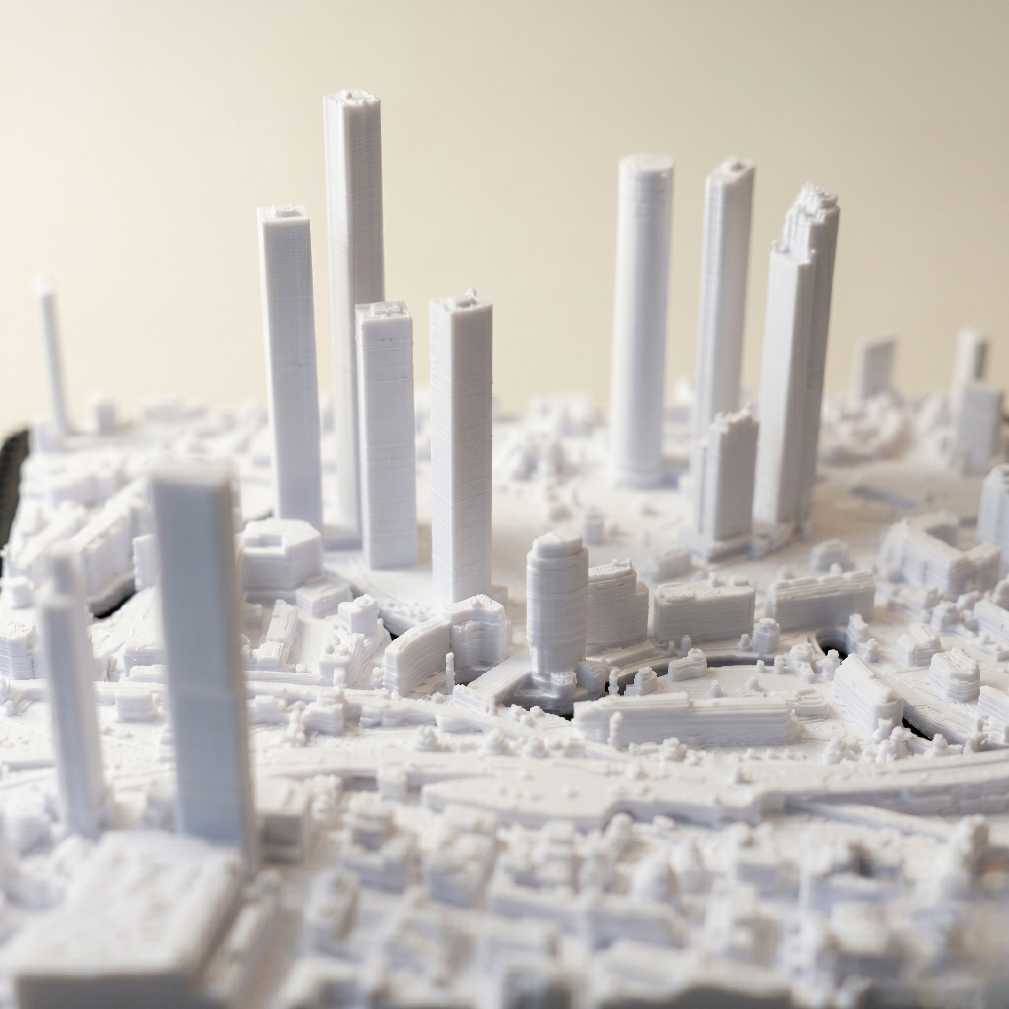 Manchester Deansgate 3D printed city map · 9×9cm relief model · 53.474° N · 2.251° W
