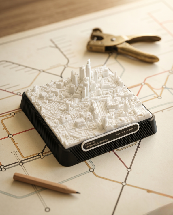 London Liverpool Street 3D Model · 9cm Architectural City Sculpture · Topographic London Gift · Made in Sheffield · Cityform