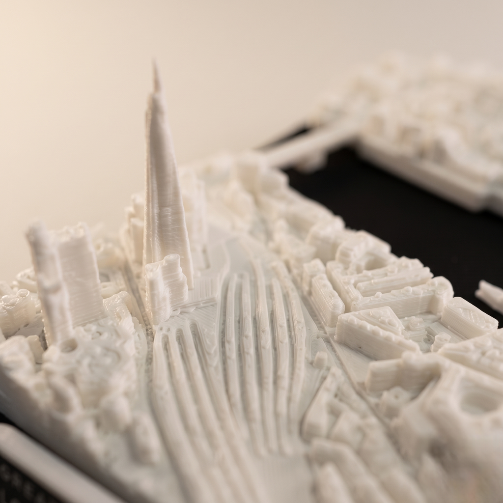 London Tower Hill 3D printed city map · 9×9cm relief model · 51.507° N · 0.081° W