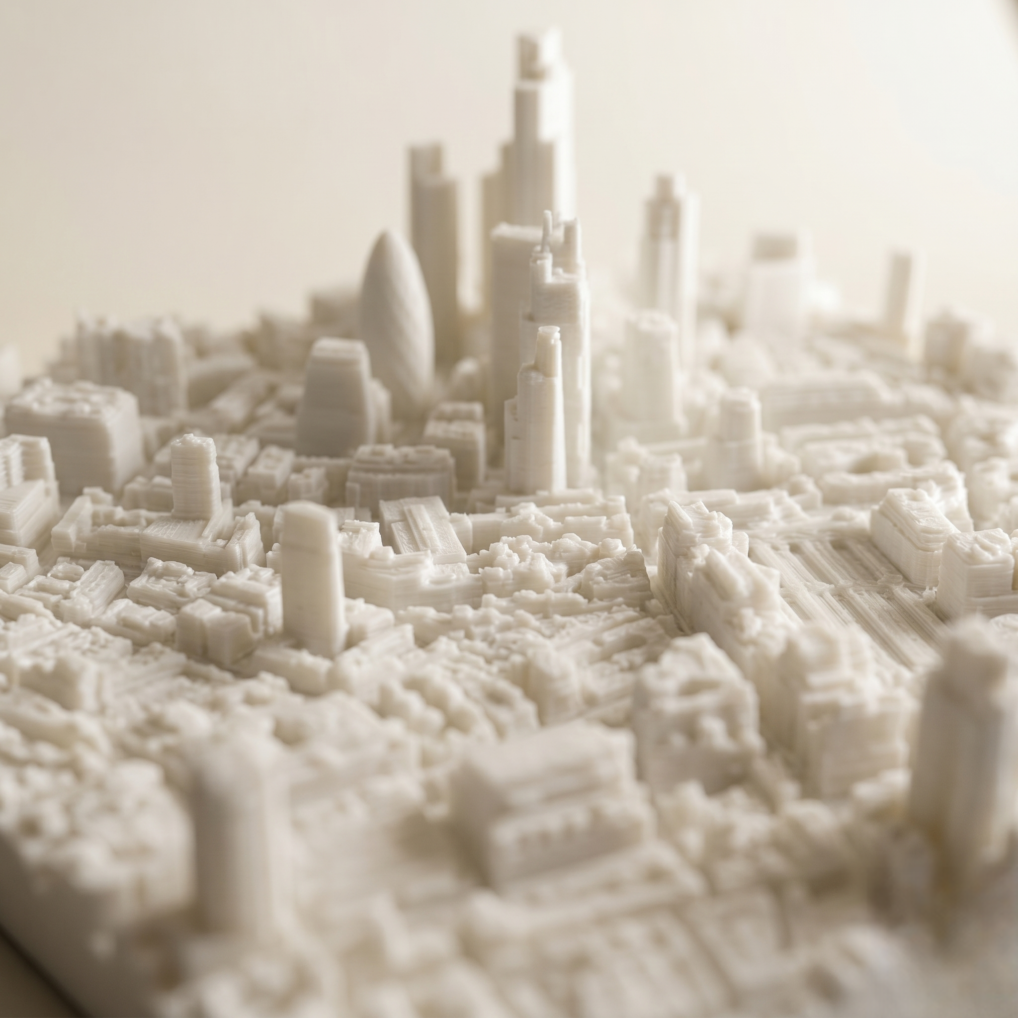 London Liverpool_Street 3D printed city map · 9×9cm relief model · 51.518° N · 0.081° W