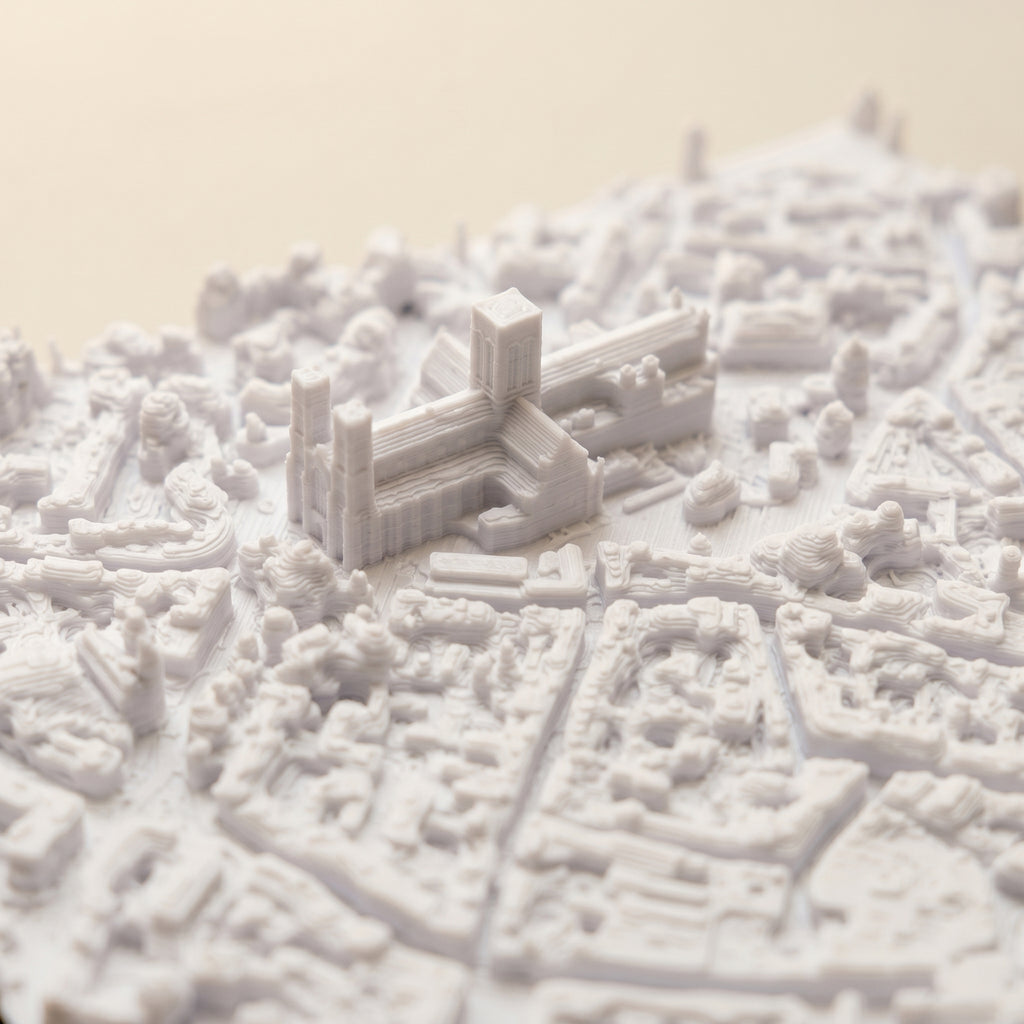 York city centre 3D printed city map · 9×9cm relief model · 53.966° N · 1.074° W