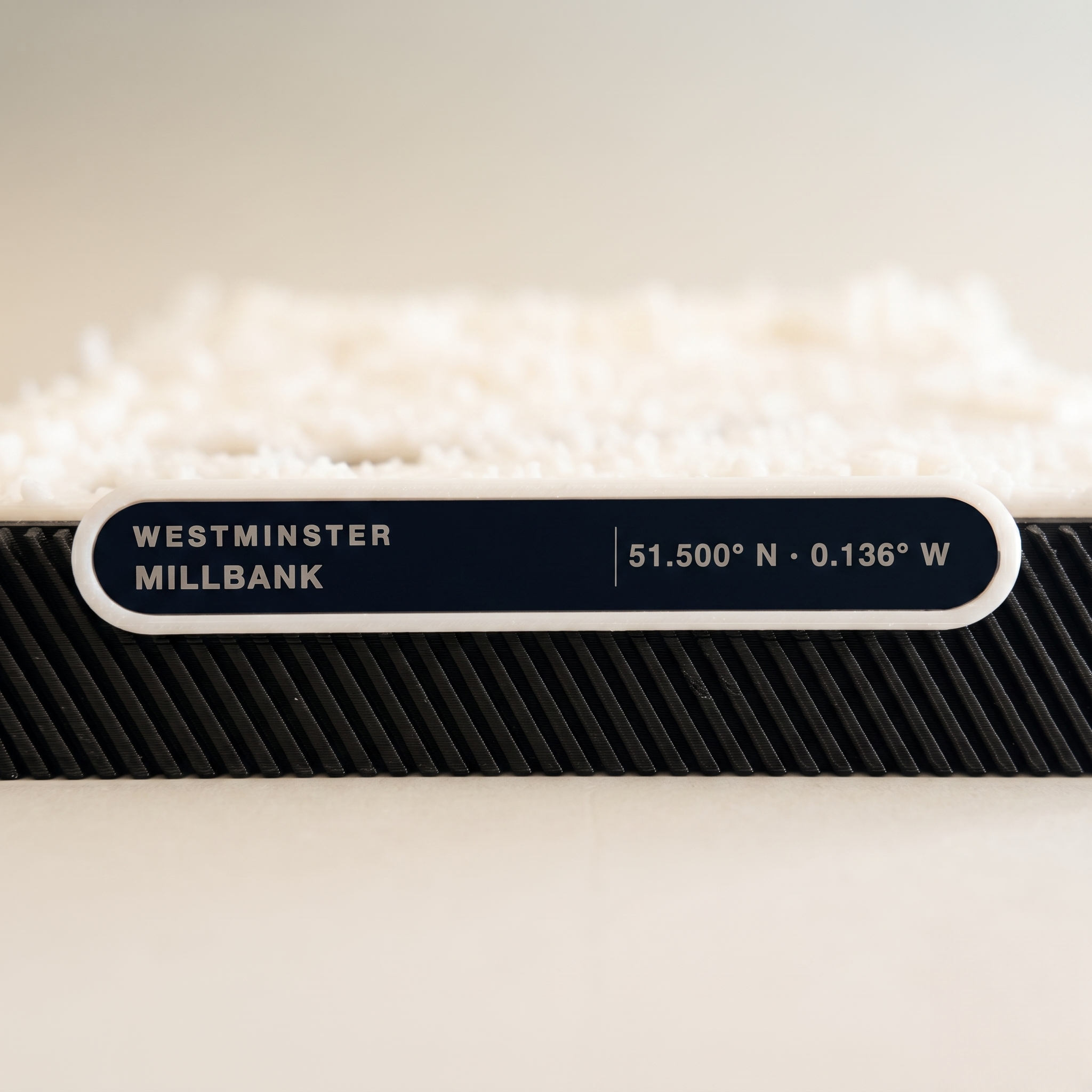 London Westminster 3D printed city map · 9×9cm relief model · 51.500° N · 0.136° W