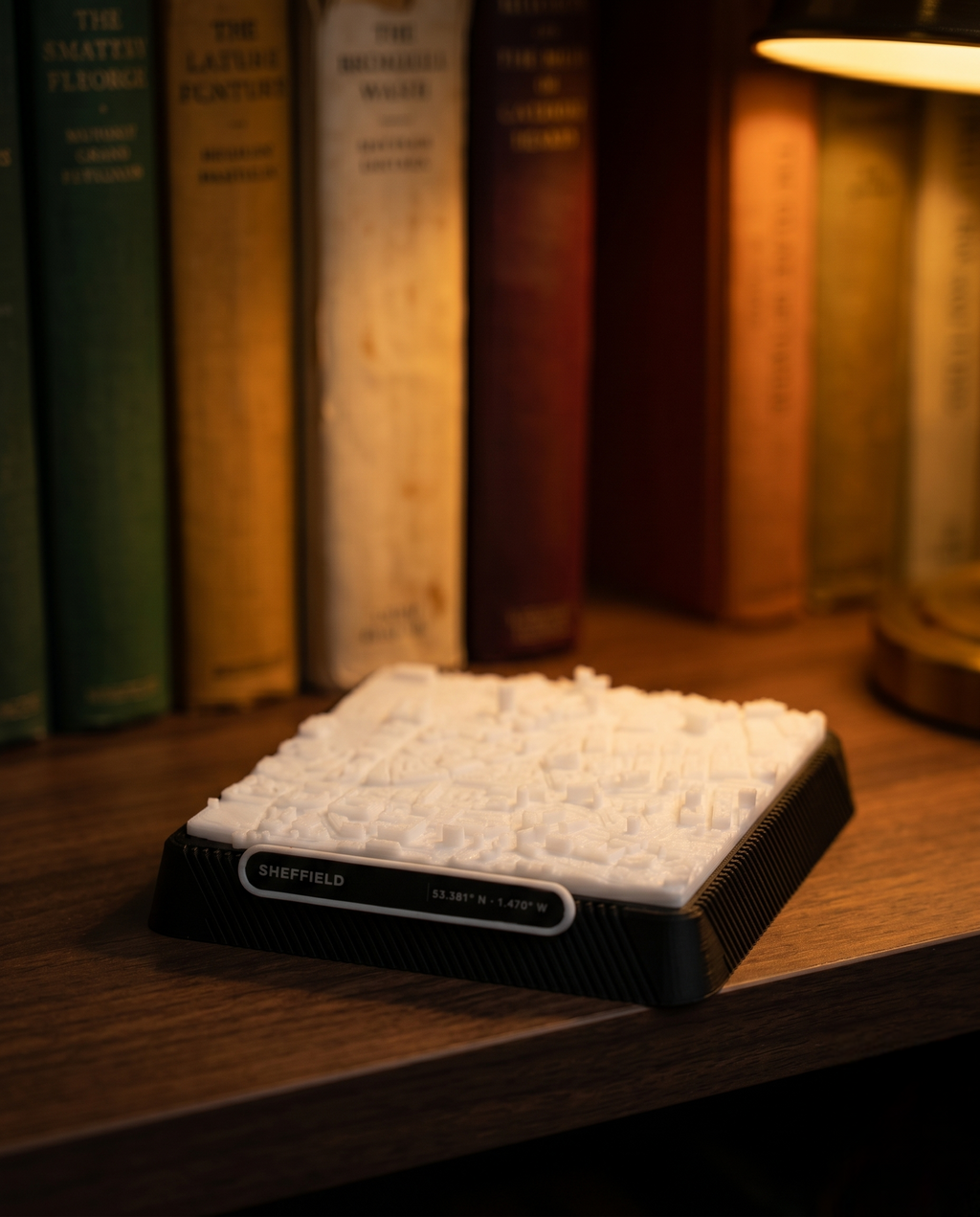 Sheffield Moorhead and Town Hall Square 3D printed city map · 9×9cm relief model · 53.380° N · 1.470° W