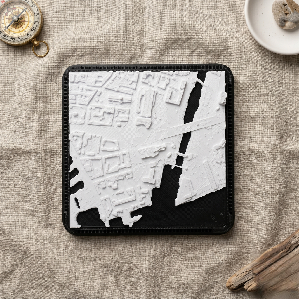 Kingston upon Hull 3D printed city map · 9×9cm relief model · 53.762° N · 0.330° W