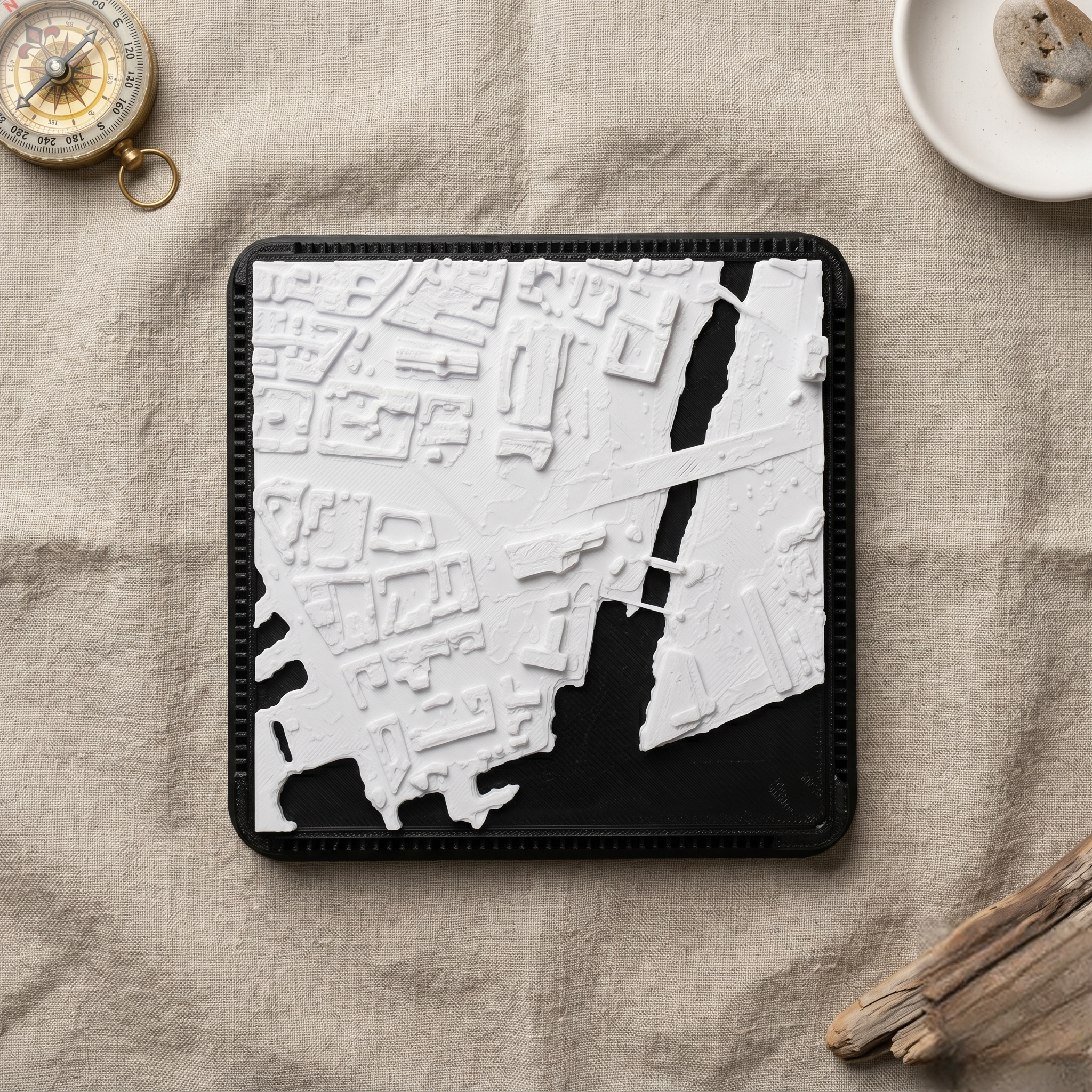 Kingston upon Hull 3D printed city map · 9×9cm relief model · 53.762° N · 0.330° W
