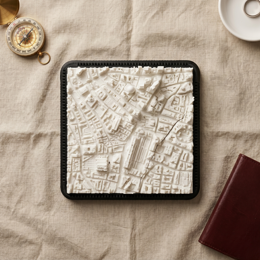 London Liverpool_Street 3D printed city map · 9×9cm relief model · 51.518° N · 0.081° W
