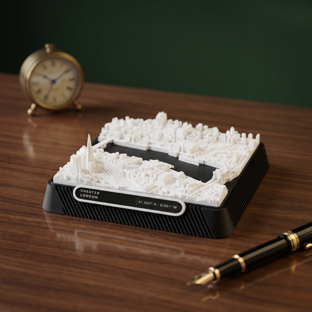London Tower Hill 3D printed city map · 9×9cm relief model · 51.507° N · 0.081° W