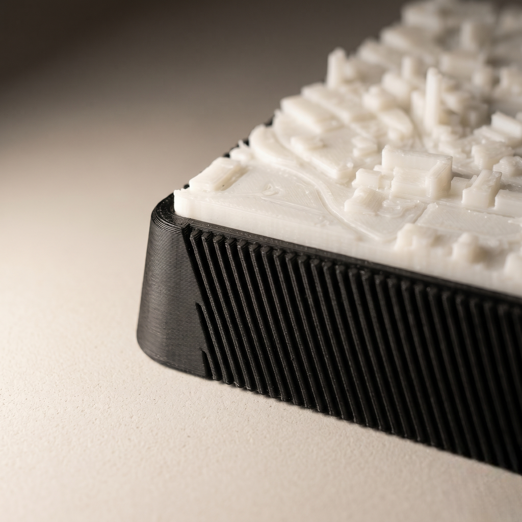 Sheffield Moorhead and Town Hall Square 3D printed city map · 9×9cm relief model · 53.380° N · 1.470° W