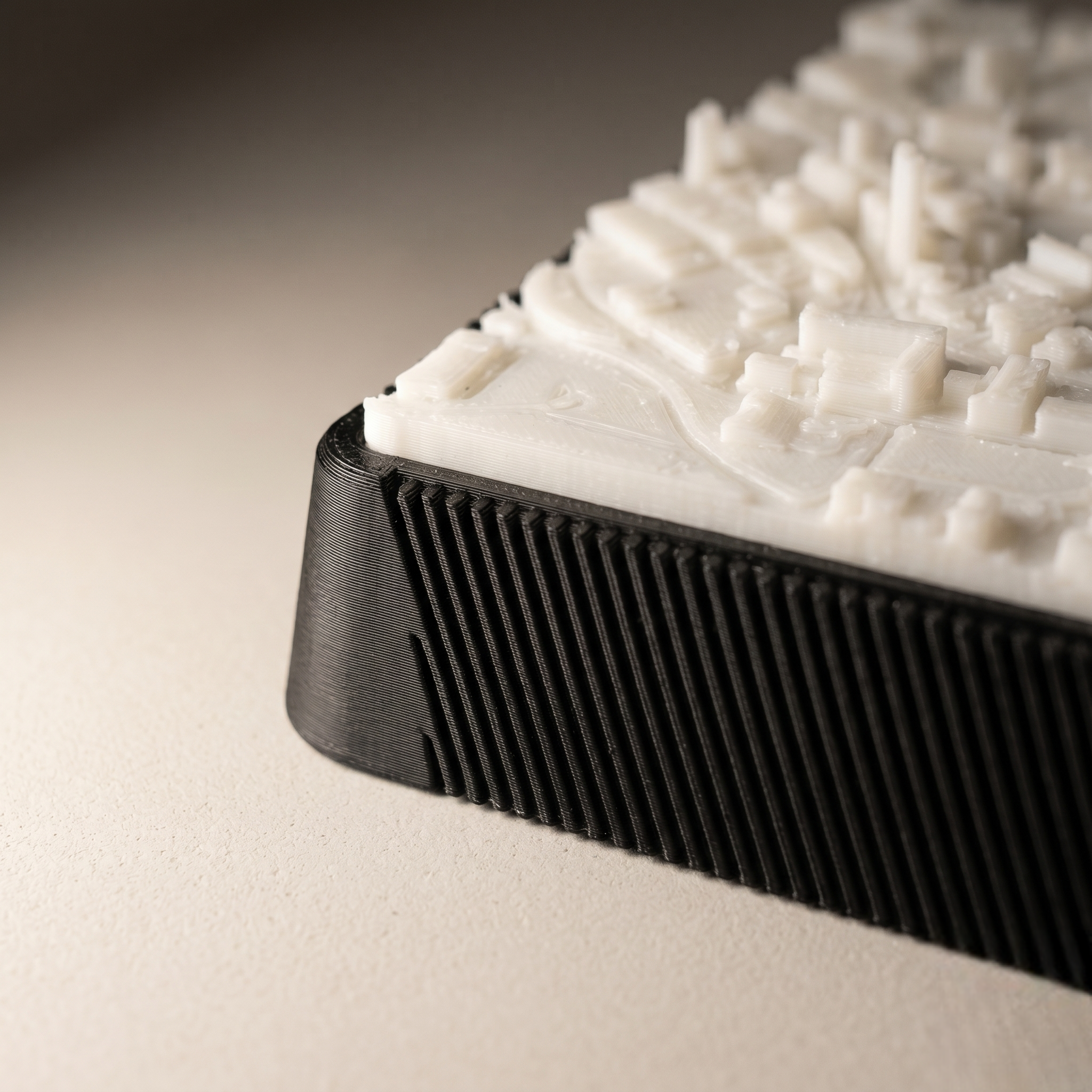 Sheffield Moorhead and Town Hall Square 3D printed city map · 9×9cm relief model · 53.380° N · 1.470° W