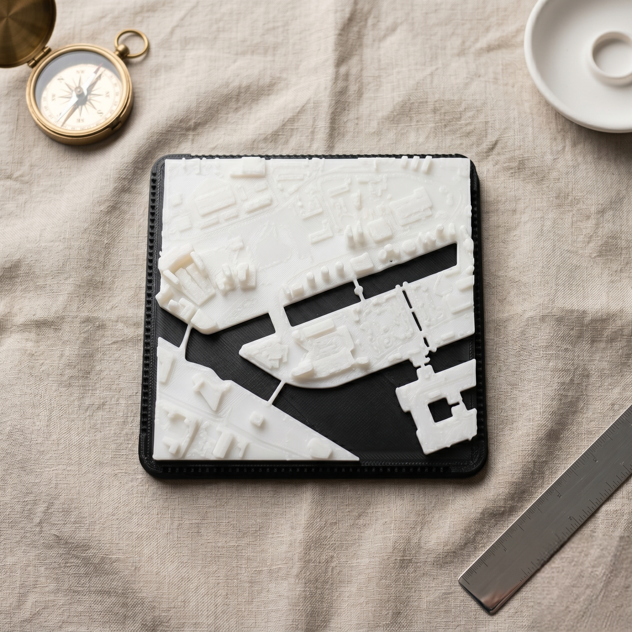 Salford, Greater Manchester Salford Quays and MediaCityUK 3D printed city map · 9×9cm relief model · 53.472° N · 2.294° W