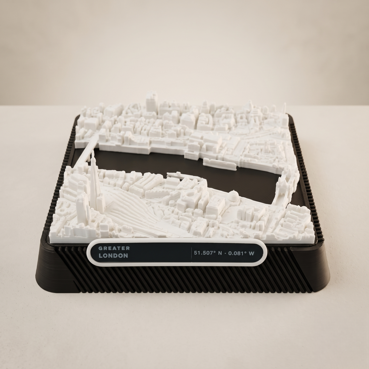 London Tower Hill 3D printed city map · 9×9cm relief model · 51.507° N · 0.081° W
