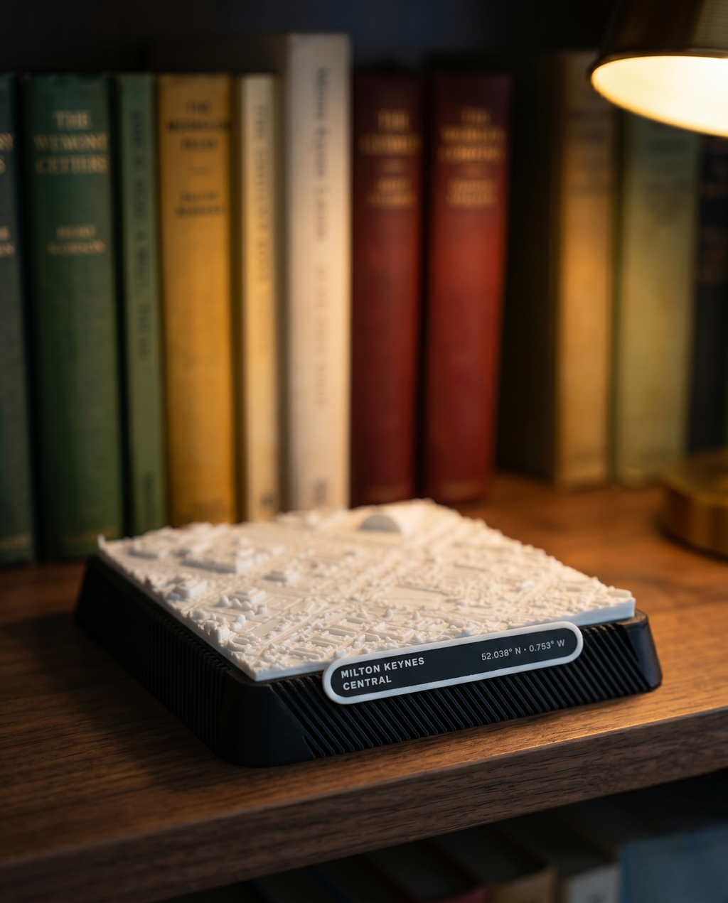 Milton Keynes Central Milton Keynes 3D printed city map · 9×9cm relief model · 52.038° N · 0.753° W