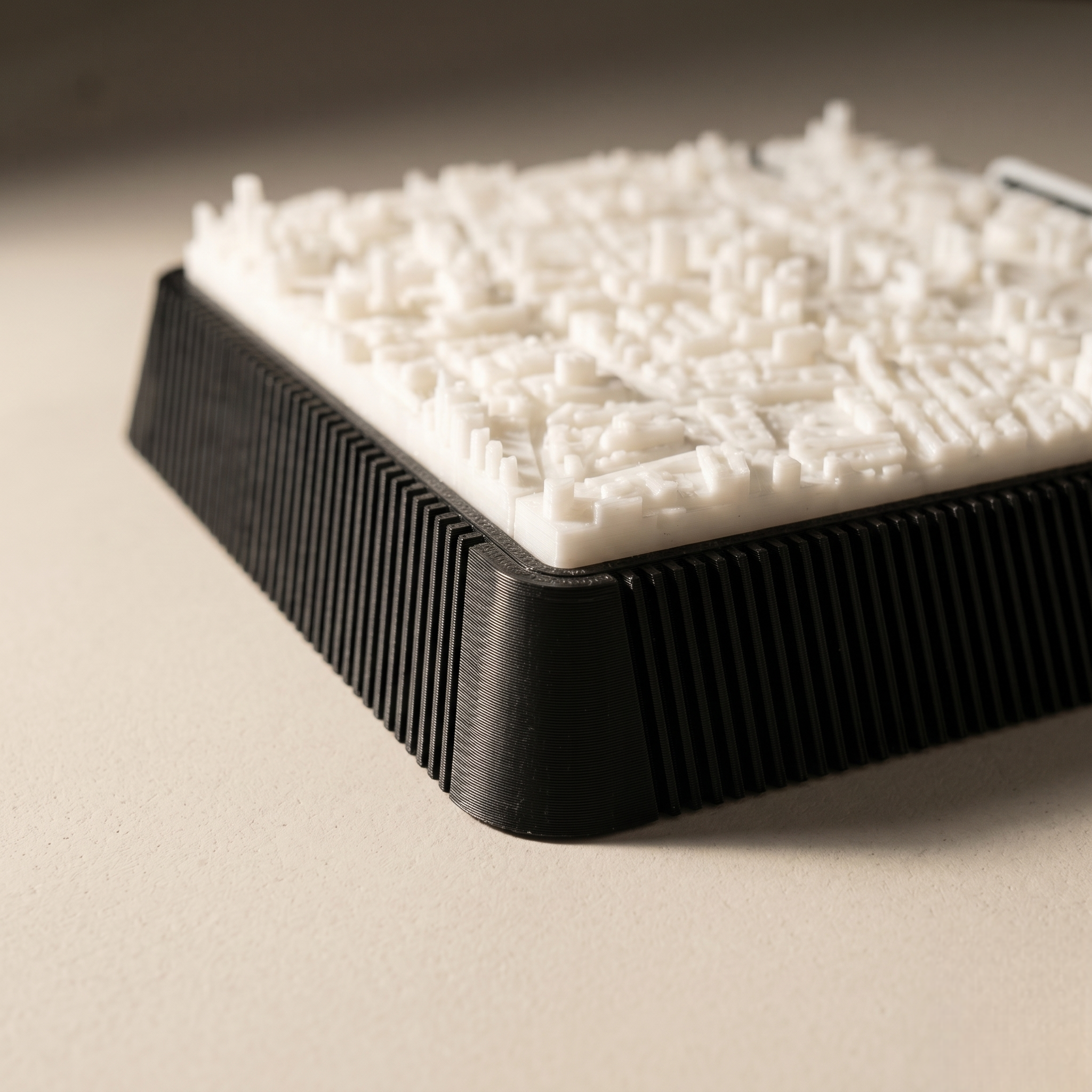 Leeds City Square 3D printed city map · 9×9cm relief model · 53.797° N · 1.546° W