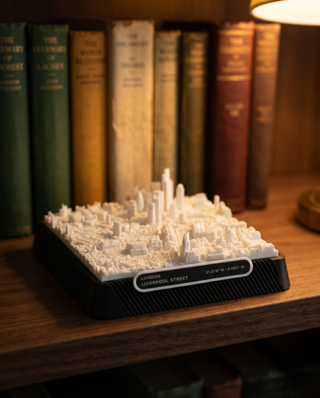 London Liverpool_Street 3D printed city map · 9×9cm relief model · 51.518° N · 0.081° W