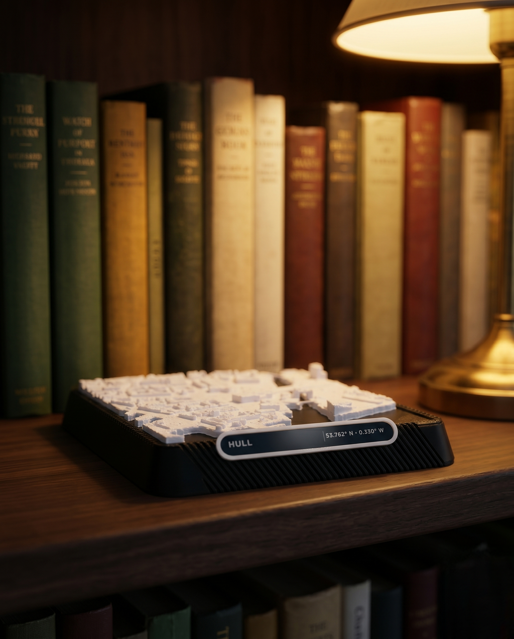 Kingston upon Hull 3D printed city map · 9×9cm relief model · 53.762° N · 0.330° W