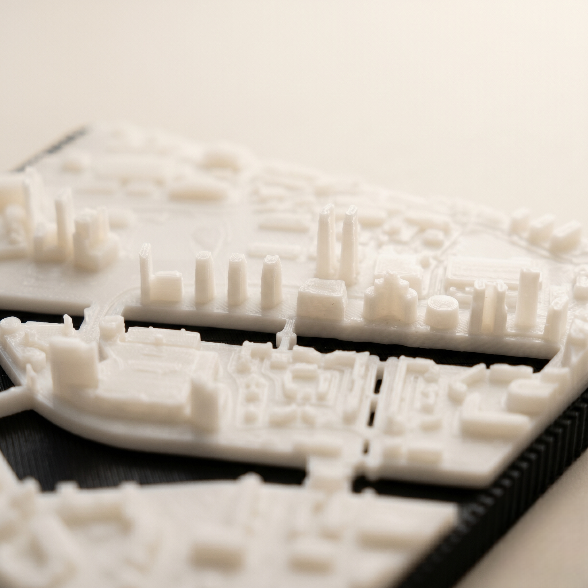 Salford, Greater Manchester Salford Quays and MediaCityUK 3D printed city map · 9×9cm relief model · 53.472° N · 2.294° W
