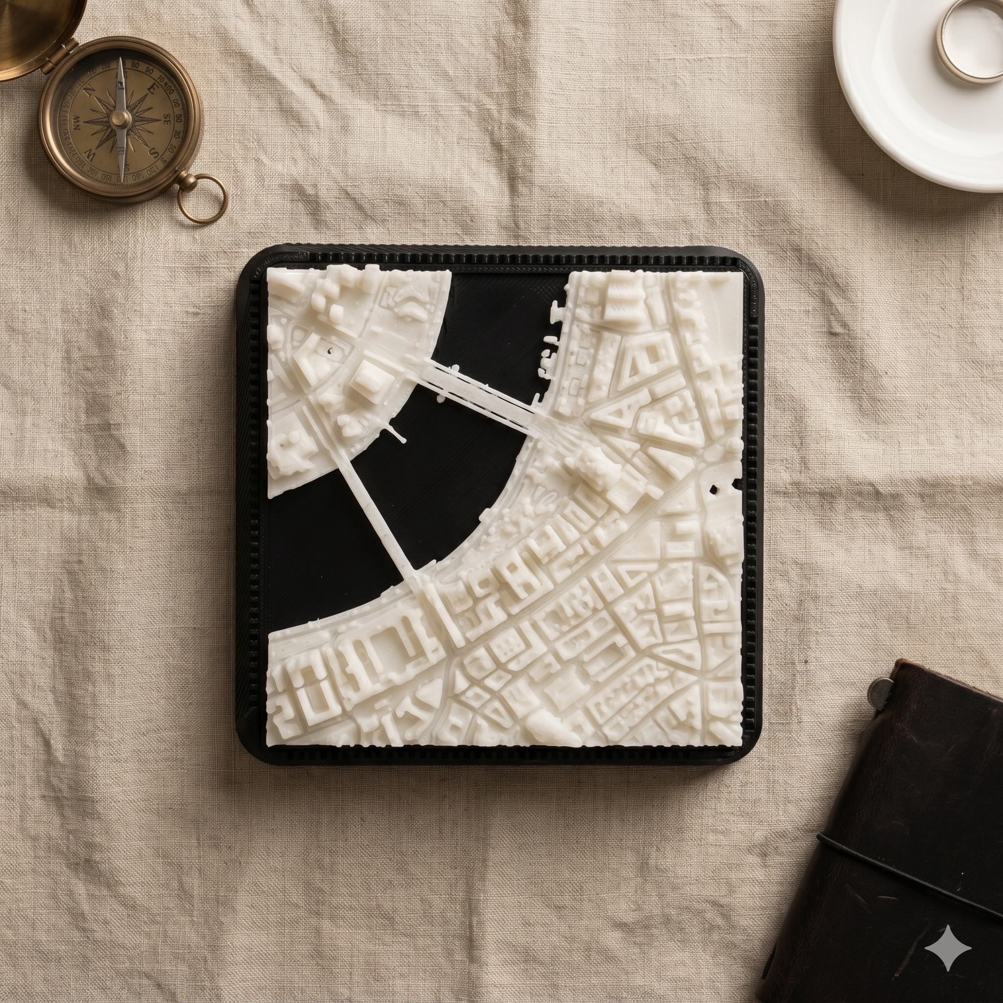 London Westminster Millbank City Centre 3D printed city map · 9×9cm relief model · 51.508° N · 0.121° W