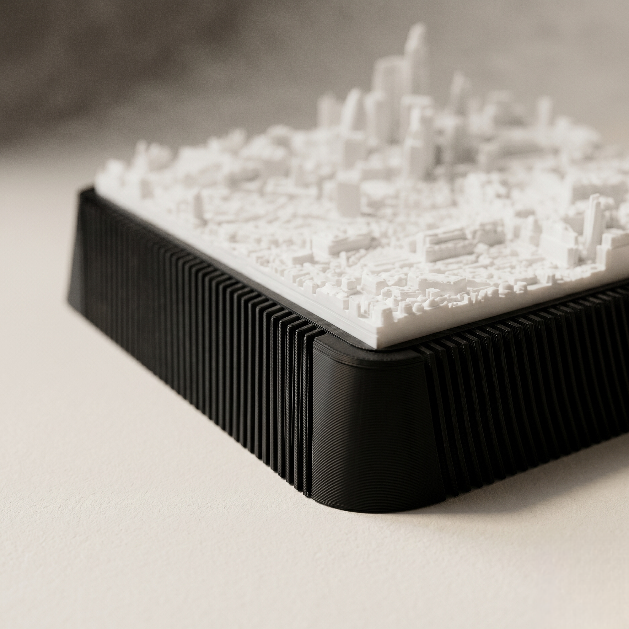 London Liverpool_Street 3D printed city map · 9×9cm relief model · 51.518° N · 0.081° W