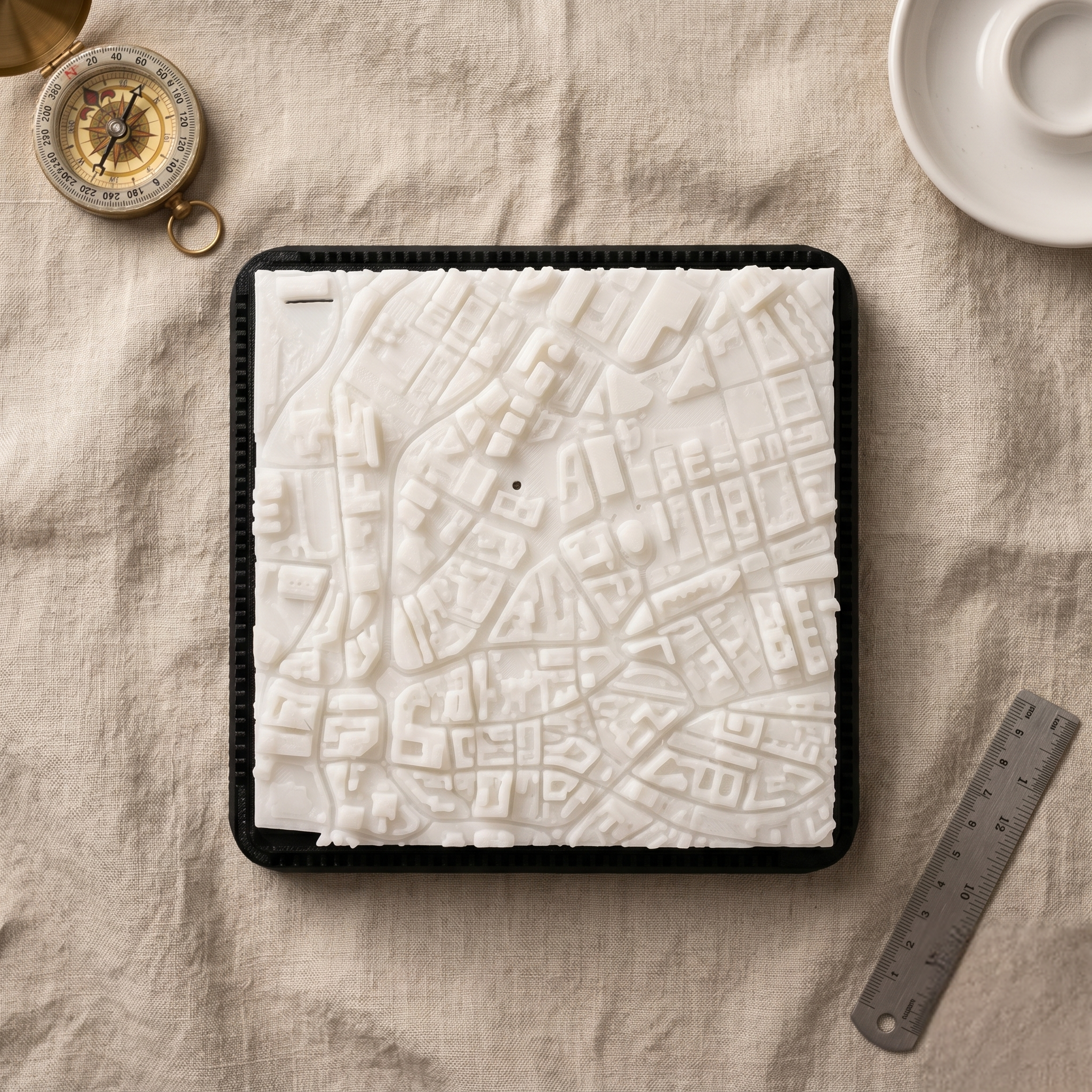 Sheffield Moorhead and Town Hall Square 3D printed city map · 9×9cm relief model · 53.380° N · 1.470° W
