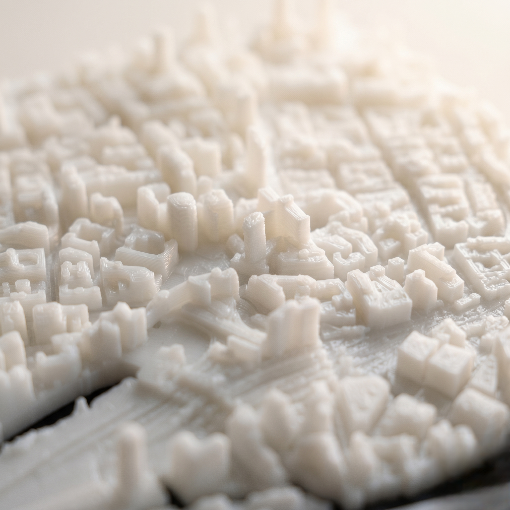 Leeds City Square 3D printed city map · 9×9cm relief model · 53.797° N · 1.546° W