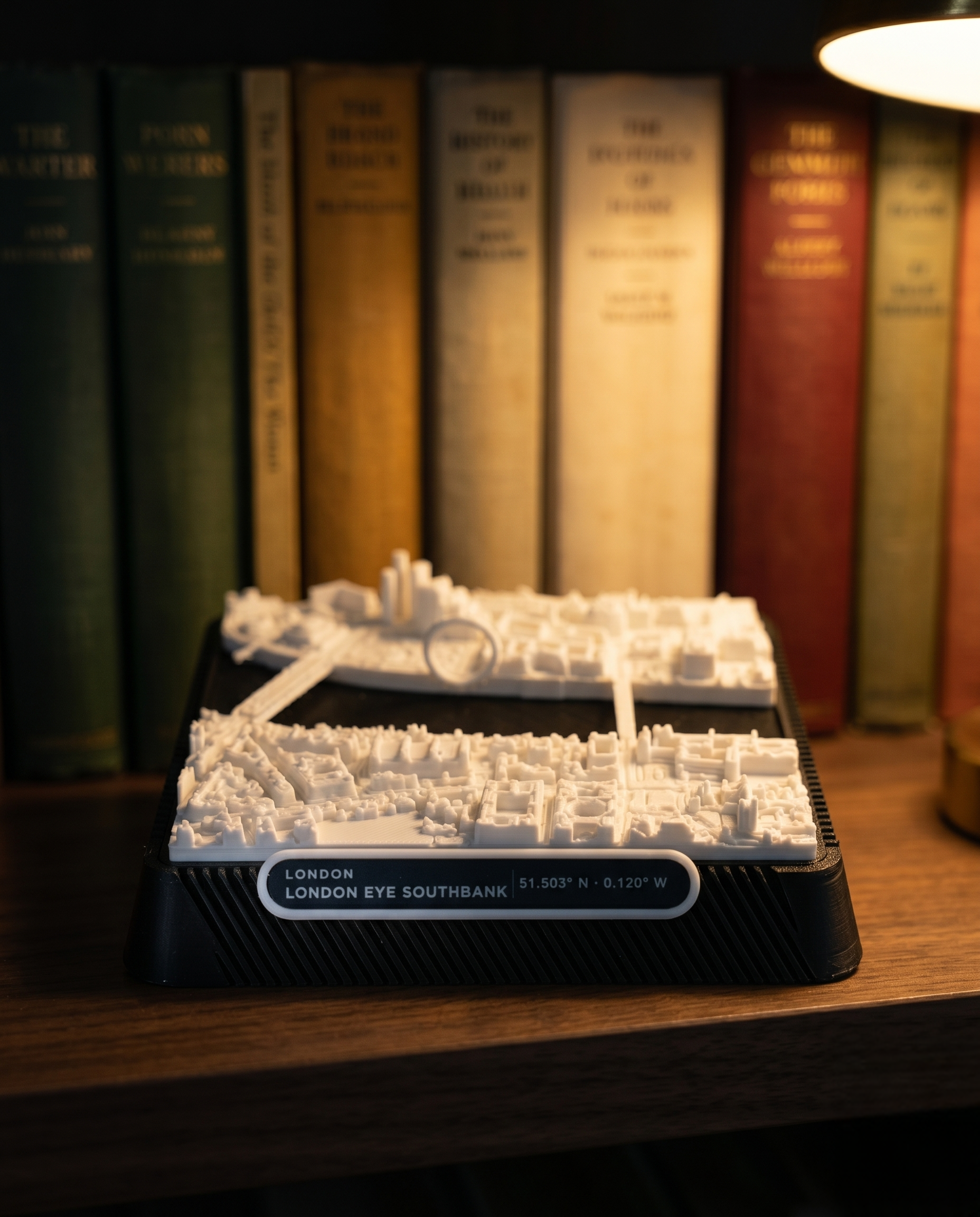 London South Bank 3D printed city map · 9×9cm relief model · 51.503° N · 0.120° W