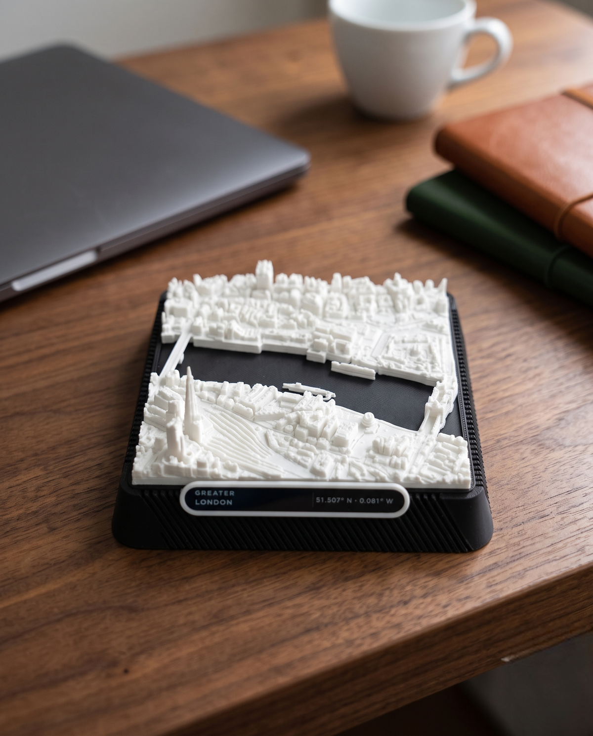 London Tower Hill 3D printed city map · 9×9cm relief model · 51.507° N · 0.081° W