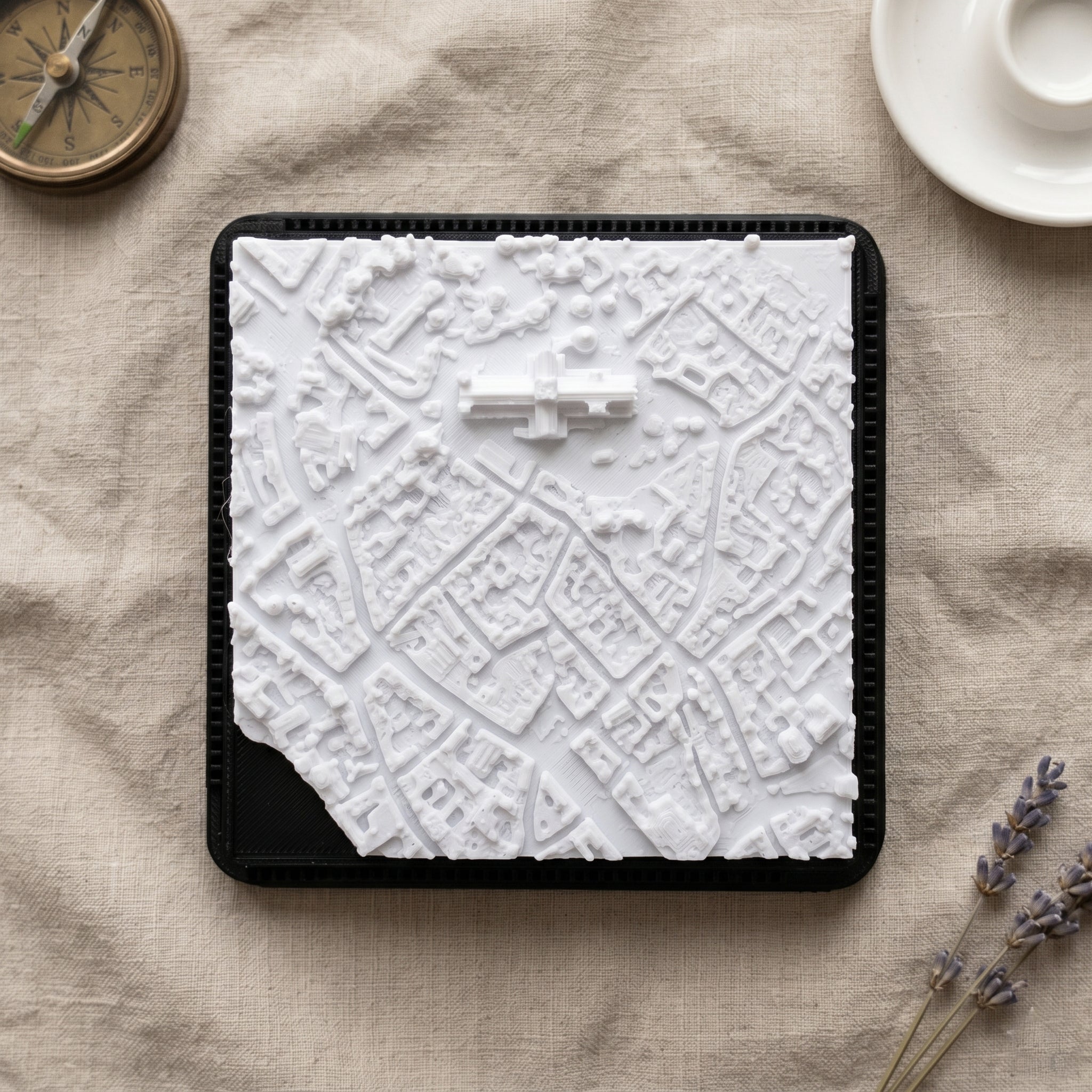 York city centre 3D printed city map · 9×9cm relief model · 53.966° N · 1.074° W