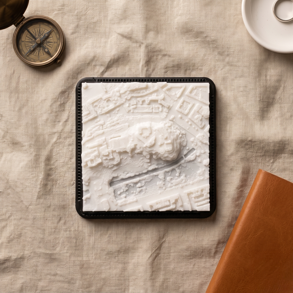 Edinburgh Old Town and Castle Rock 3D printed city map · 9×9cm relief model · 55.949° N · 3.200° W