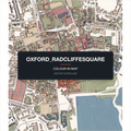 A finished, coloured-in Oxford city map print — real streets and building outlines of Oxford centre, filled by hand