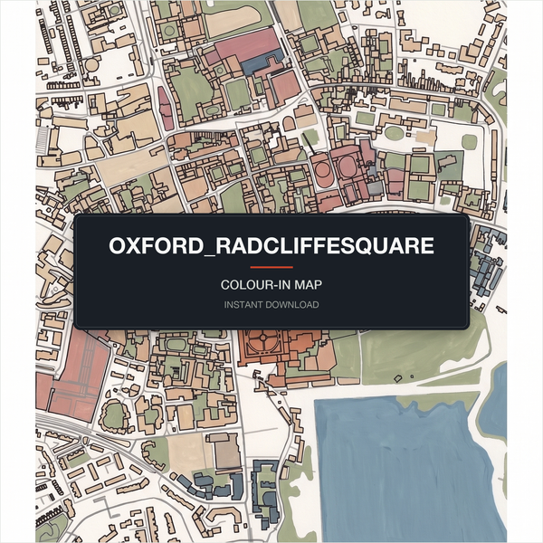 Oxford Map Colouring Page | Printable City Map Wall Art | Instant Download A4 A3 PDF | Adult Colouring