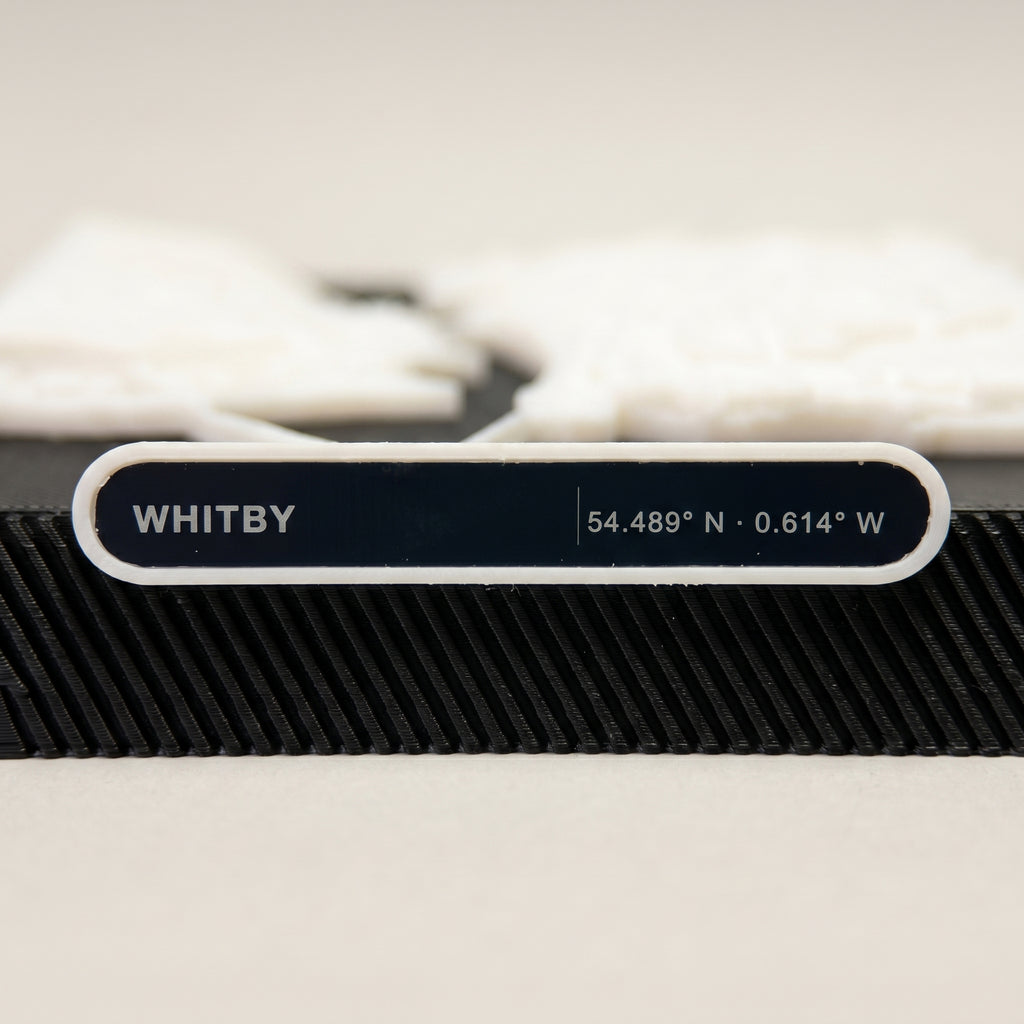 Whitby town centre and harbour 3D printed city map · 9×9cm relief model · 54.489° N · 0.614° W