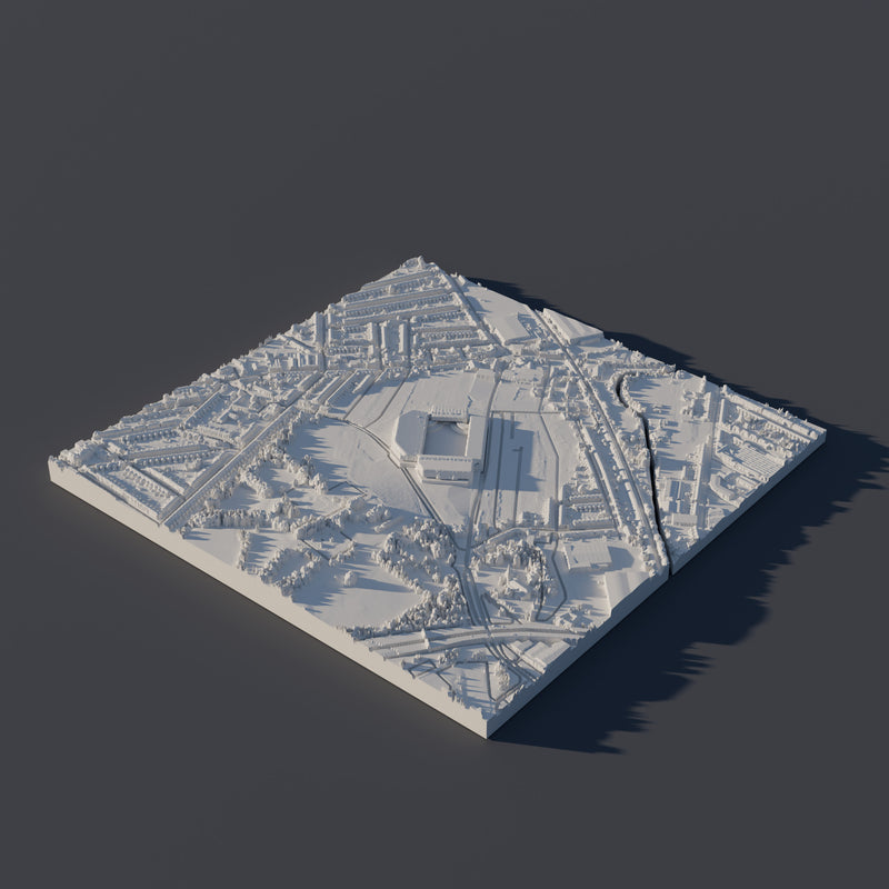 Birmingham Aston 3D Printed City Map — 9×9cm Relief Model miniature city model